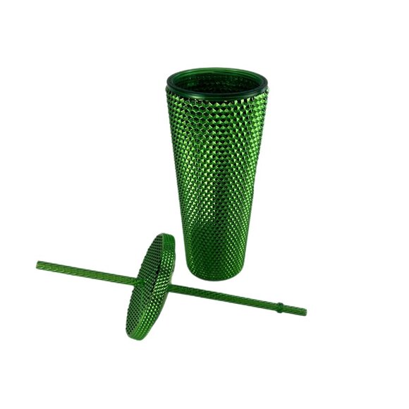 Starbucks Bling Studded Green Metallic Venti Cold Cup Tumbler 24 oz. w/tag - Picture 3 of 6